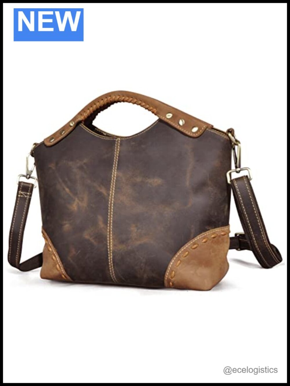Vintage Genuine Leather Satchel Crossbody Messenger Bag Tote Shoulder Purse
